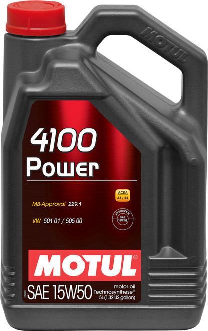 Motul 5L Engine Oil 4100 POWER 15W50 - VW 505 00 501 01 - MB 229.1 - Case of 4
