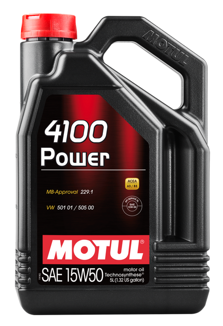 Motul 5L Engine Oil 4100 POWER 15W50 - VW 505 00 501 01 - MB 229.1 - Case of 4