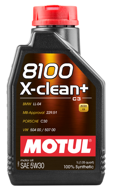 Motul 1L Synthetic Engine Oil 8100 5W30 X-CLEAN - LL04- MB 229.51- 504.00-507.00 - Case of 14