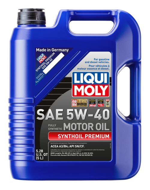 LIQUI MOLY 5L Synthoil Premium Motor Oil SAE 5W40 - Case of 4