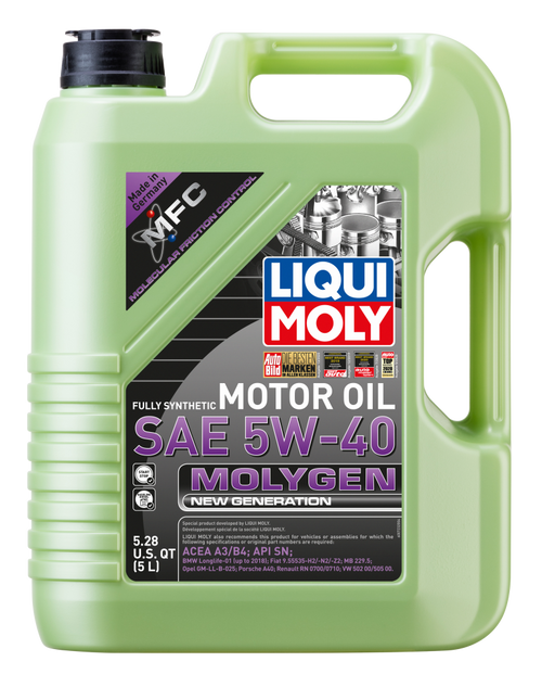 LIQUI MOLY 5L Molygen New Generation Motor Oil 5W40 - Case of 4