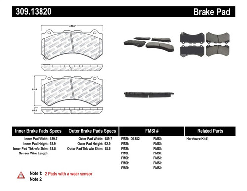 StopTech Performance Brake Pads 309.13820