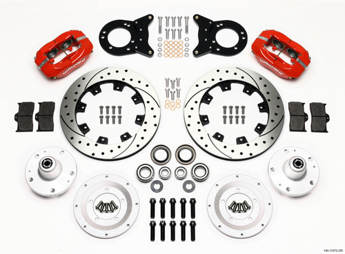 Wilwood Forged Dynalite Front Kit 12.19in Drill Red 1965-1969 Mustang Disc & Drum Spindle