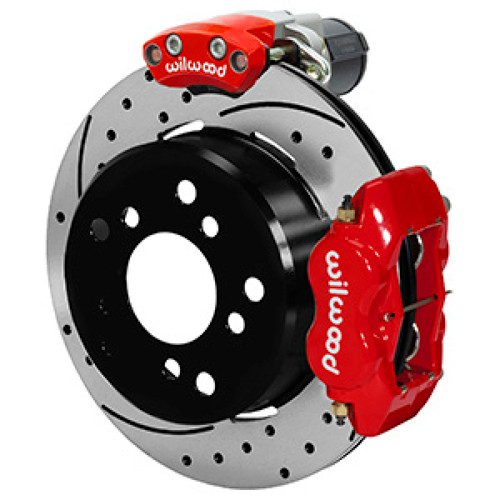 Wilwood Forged Dynalite Rear Electronic Parking Brake Kit - Red Powder Coat Caliper - D/S Rotor 140-16134-DR
