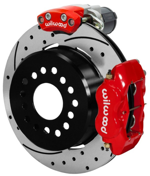 Wilwood Forged Dynalite Rear Electronic Parking Brake Kit - Red Powder Coat Caliper - D/S Rotor 140-16130-DR