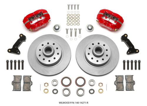 Wilwood Forged Dynalite Front Kit 11.03in 1 PC Rotor&Hub - Red 74-80 Pinto Disc Spindle only