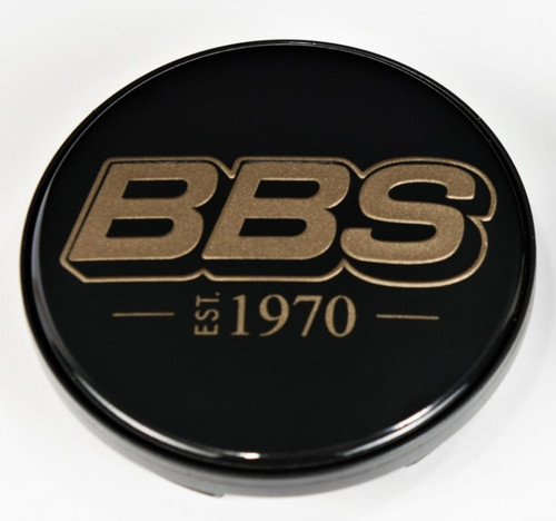 BBS Center Cap 70.6mm Black/Gold Est. 1970 Anniversary w/BBS Logo (4-Tab)