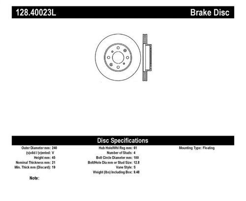 StopTech 90-00 Honda Civic / 90-91 CRX Drilled Left Front Rotor