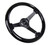 NRG Reinforced Steering Wheel (350mm / 3in. Deep) Black w/Black Chrome Solid 3-Spoke Center