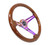 NRG Reinforced Steering Wheel (350mm / 3in. Deep) Brown Wood w/Blk Matte Spoke/Neochrome Center Mark