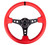 NRG Reinforced Steering Wheel (350mm / 3in. Deep) Red Suede w/Blk Circle Cutout Spokes