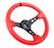 NRG Reinforced Steering Wheel (350mm / 3in. Deep) Red Suede w/Blk Circle Cutout Spokes