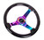 NRG Reinforced Steering Wheel (350mm / 3in. Deep) Classic Blk Sparkle w/4mm Neochrome 3-Spoke Center