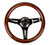 NRG Classic Wood Grain Steering Wheel (310mm) Dark Wood & Black Line Inlay w/Blk Chrome 3-Spoke Ctr.