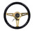 NRG Classic Wood Grain Steering Wheel (350mm) Black Grip w/Chrome Gold 3-Spoke Center