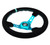 NRG Reinforced Steering Wheel (350mm/ 3in. Deep) Black Suede/ Teal Center Mark/ Teal Stitching