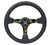 NRG Reinforced Steering Wheel (350mm/ 3in. Deep) Matte Black Spoke/Black Leather/ Yellow Center