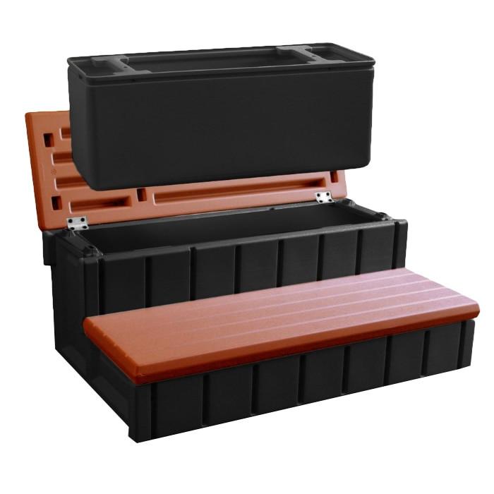 Spa Step with Storage Redwood - Thumbnail 2