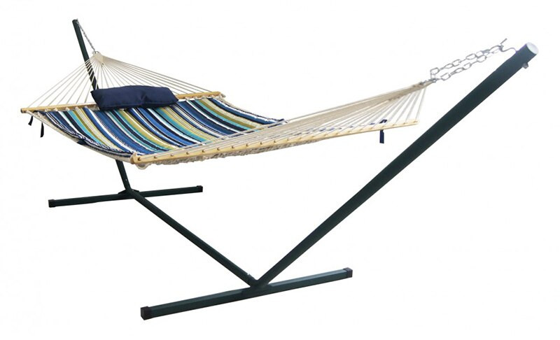 Island Retreat 15 ft. Hammock Set with Blue Cover