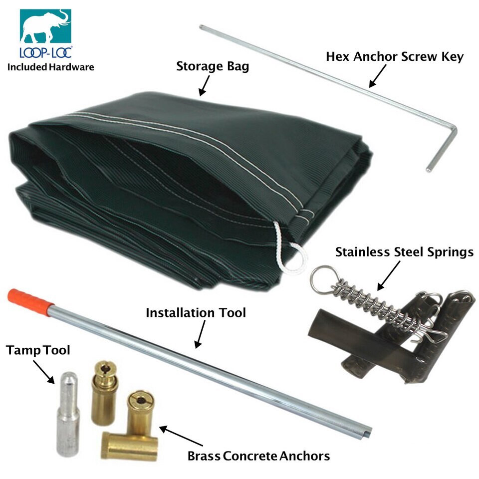 Rectangle Loop-Loc Pool Safety Cover - 18' x 36' Gray Mesh - Pool ...