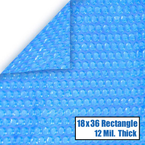 18' x 36' Rectangle Blue Solar Cover 12 Mil 5 Year Warranty