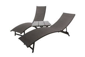 Vivere Midtown Sun Lounger 3 Piece Set - Black Chrome Vivere Midtown Sun Lounger 3 Piece Set - Black Chrome