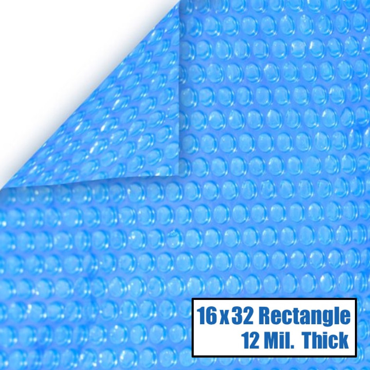 16' x 32' Rectangle Blue Solar Cover 12 Mil 5 Year Warranty