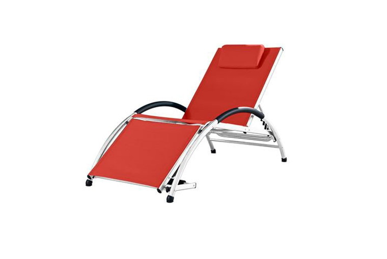 Vivere Dockside Aluminum Sun Lounger - Cherry Red