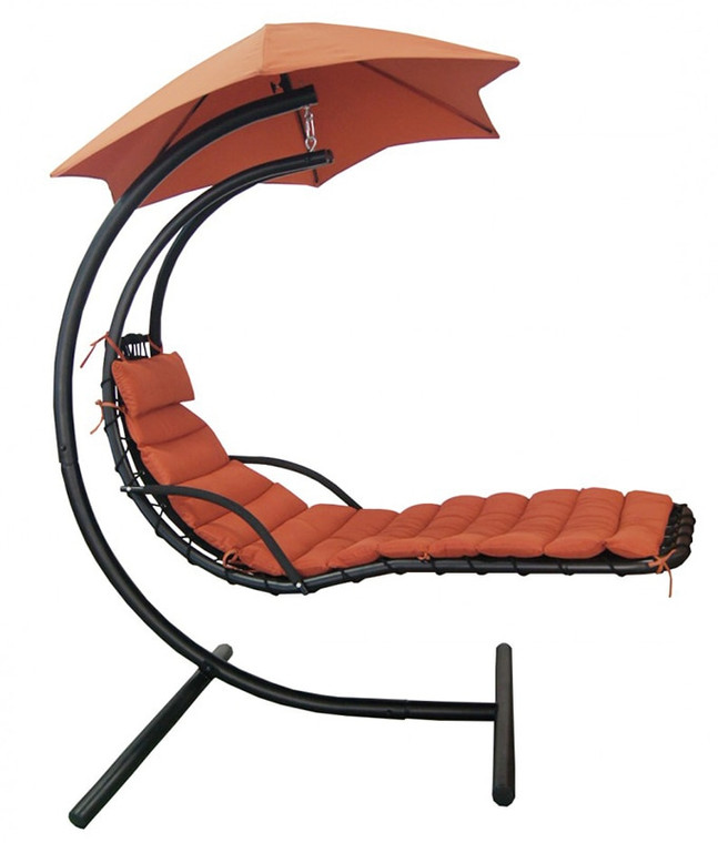 Hanging Lounge with Shade Sunbrella Canopy - Terra Cotta