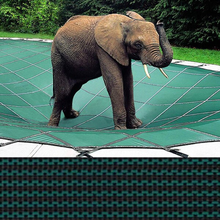 16x32 + 3x8 Loop-Loc Green Mesh Pool Cover w/ Center End Step