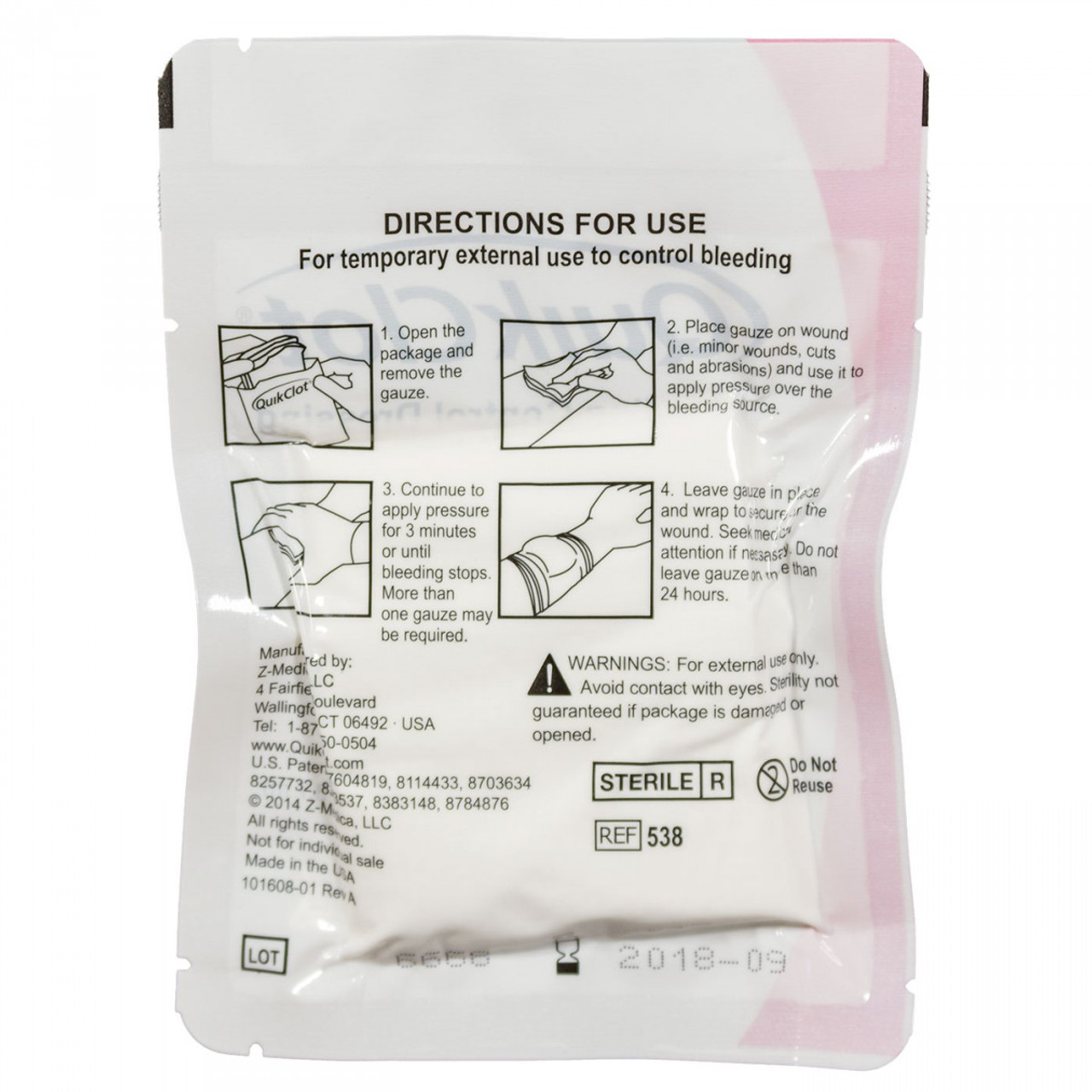 QUIKCLOT Bleeding Control Z-Fold Dressing (Public Access)