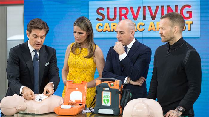 Biggest Loser Trainer , Bob Harper, Saved by AED- Reviews AED with Dr. Oz on Today Show