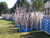 Rows of assembled Ribbon Bed Mats with mixed-height reclaimed PVC cover prepared for freshwater placement