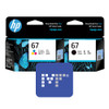 HP 67 Black Tri-Color Standard Ink Bundle (includes: 3YM56AA & 3YM55AA)