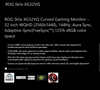 ASUS ROG STRIX XG32VQ 32" Curved 2K Gaming VA Curved 144Hz Eyecare Free-Sync HAS GamePlus DP HDMI USB3.0 Game Visual TUV Certified AURA SYNC Monitor