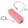 2200mah Emergency Power Bank with 3 in 1 Charging Cable PINK