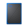 WD My Passport GO Portable SSD, 500GB, USB 3.0, speeds up to 400 MB/s, built-in cable, Cobalt colored, 3Y