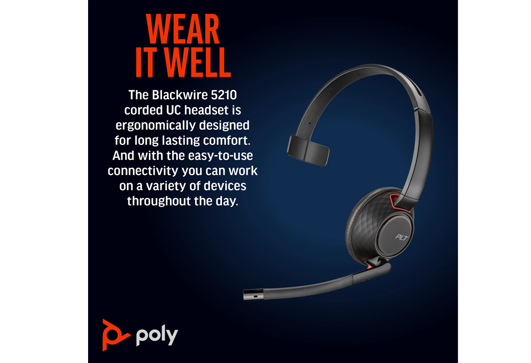 HP POLY BLACKWIRE C5210 UC MONO USB-C BUSINESS HEADSET - MediaForm AU