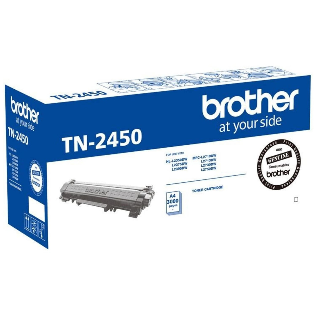 Brother Genuine TN2450 High-Yield Black Toner Cartridge, Up To 3000