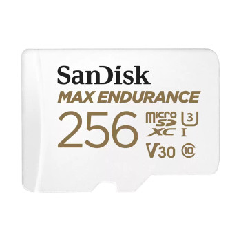 SanDisk MAX ENDURANCE microSDXC Card, SQQVR 256G, (120,000 Hrs), UHS-I, C10, U3, V30, 100MB/s R, 40MB/s W, SD adaptor, 15Y