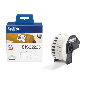 Brother DK-22225 Black on White Thermal Label Continuous Paper Roll (30.48m x 38mm)