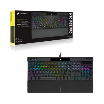 CORSAIR K70 RGB PRO Mechanical Gaming Keyboard, Backlit RGB LED, CHERRY MX Brown, Black, Black PBT Keycaps