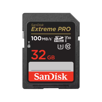 SanDisk Extreme Pro SDHC, SDXXO 32GB, U3, C10, V30, UHS-I, 100MB/s R, 90MB/s W, 4x6, Lifetime Limited