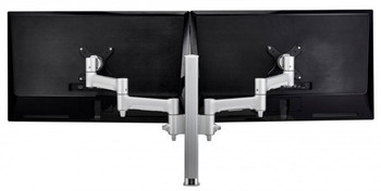 Atdec AWMS-2-4640 F-clamp Black Dual 460mm monitor arms on 400mm post in BLACK