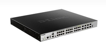 D-Link DGS-3630, 28-Port Stackable Managed Switch with 20 BASE-T PoE, 4 Combo BASE-T PoE/SFP and 4 (10G) SFP+ Ports
