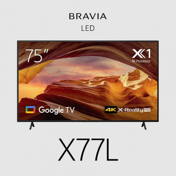 Sony Bravia X77L TV 75&quot; Entry 4K (3840 x 2160), 450-cd/m2 Brightness, HDR10, HLG, Android TV, Google TV, 3 Year Onsite