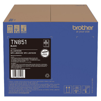 Brother TN-851BK Genuine Standard Yield Black Toner Cartridge - 9K