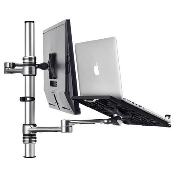 Atdec Notebook-Monitor Combo Mount on Post. Max load: 8kg (Flat), 5.5kg (curved). Up to 32&quot; screens. Up to 18&quot; notebooks (8kg). VESA 100x100. Silver