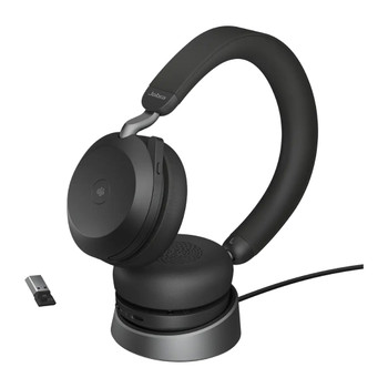 Jabra Evolve2 75 Microsoft Teams USB-A ANC Wireless Stereo Headset with Link 390A Bluetooth Dongle + Charging Stand