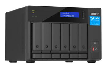 QNAP TVS-h674T-i5-32G, 6-bay QuTS hero NAS, Intel Core i5-12400 6-core/12-thread, up to 4.6GHz, 32GB SO-DIMM  DDR4, 2 x 2.5GbE, 2 x Thunderbolt 4, 3 Year WTY